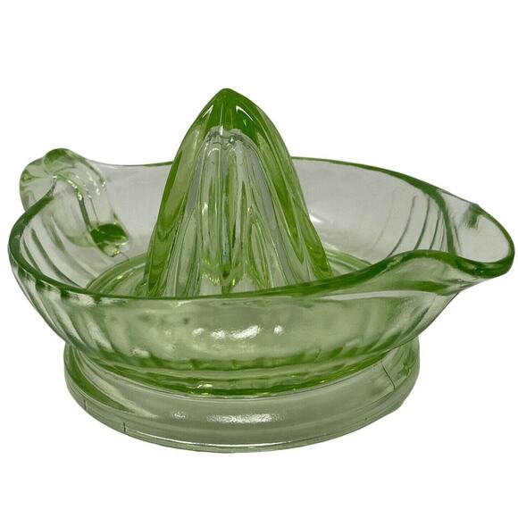 30s Juicer Citrus Reamer UV Reactive Vaseline Uranium Depression Era Glass - Picture 4 of 13